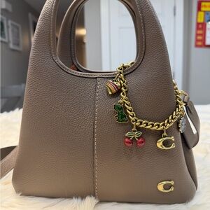 Coach Lana 23 bag/polished pebble leather w/attached motif chain bag charm